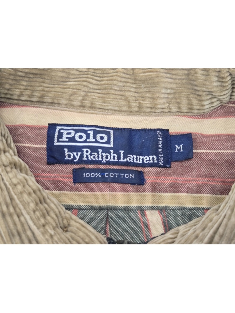 Polo Ralph Lauren Striped Vintage Cotton With Corduroy Collar Shacket Half Zip M - Picture 4 of 7
